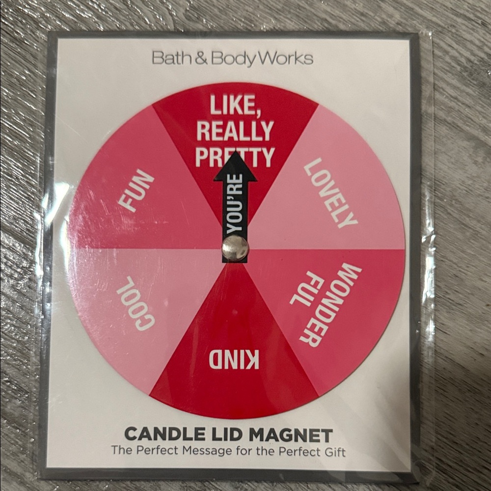 Bath & Body Works Pink and Red Candle Lid Magnet